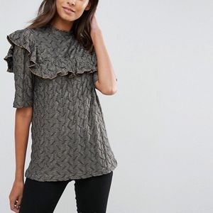 ASOS Y.A.S. Black & Gold Jacquard Top